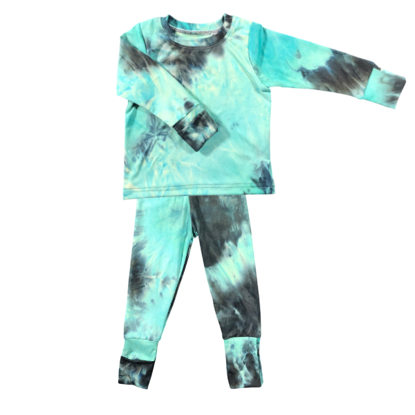 Baby/Toddler/Kids Pajamas - Foldover Cuffs -Sage Tie Dye