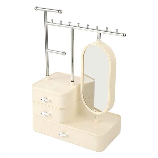 Jewelry Box Organizer With Mirror &amp; Drawer For Earrings Bracelets-A