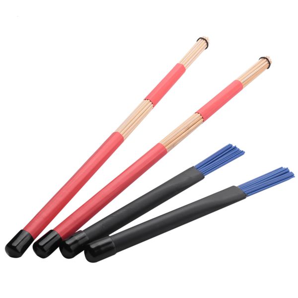 1 Pair 40Cm Bamboo Rod Drum Brushes Sticks &amp;1 Pair Drum Brushes 32Cm