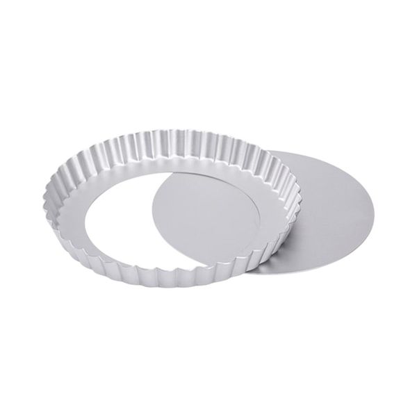 8-Inch Fluted Tart Pan with Removable Bottom - Silver