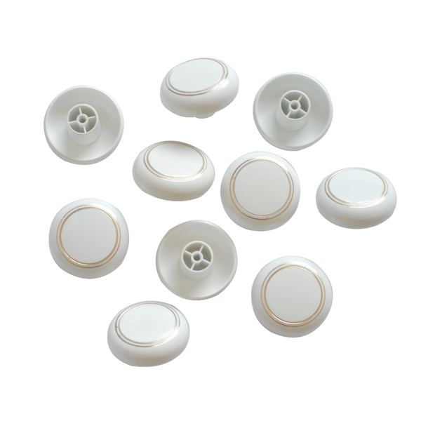 Project Solutions Knob Round - 38mm Gold Ring / White 10Pack