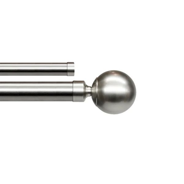 Eyelet Curtain Pole Set - Ball Finial - Double -Matt Silver
