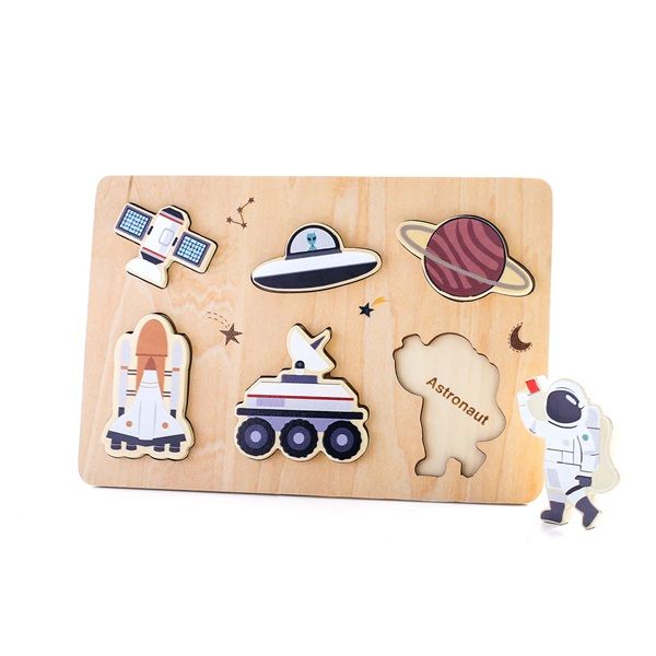 Montessori Space Play Educational Toy - Wooden Pegged Puzzle