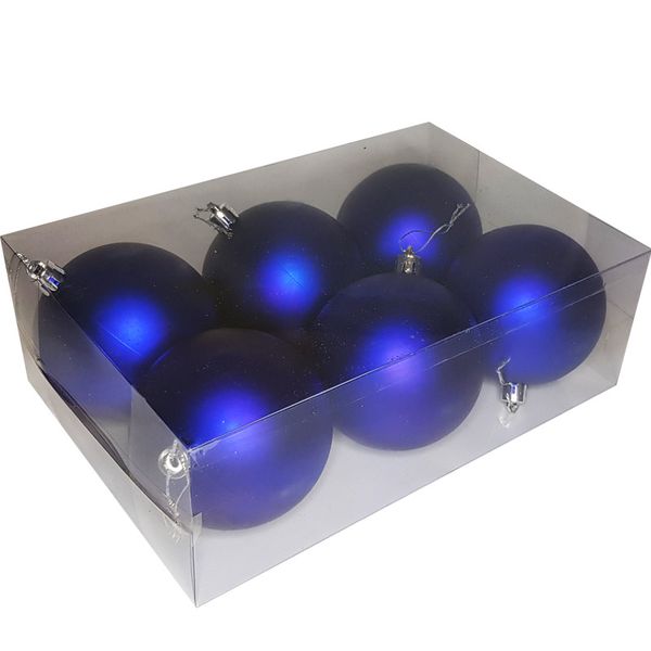Large Christmas Tree Baubles - Christmas Balls 6 Pack - Matt Blue