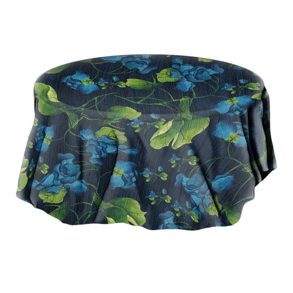 Blue Wood Vines Round Tablecloth