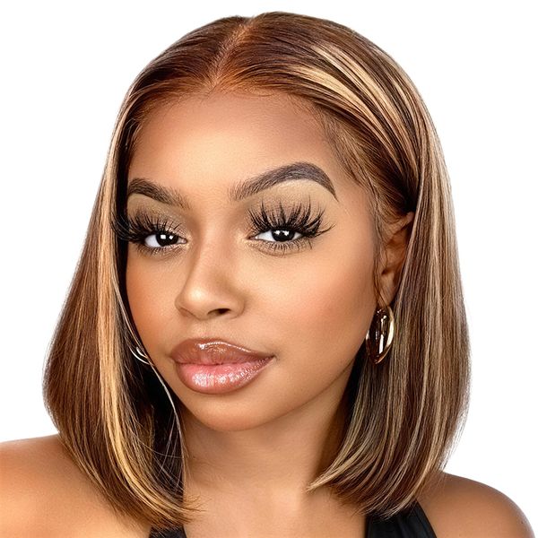 Black In Piano straight Highlight Wig Pre Plucked 13x4 HD Lace Wig 12