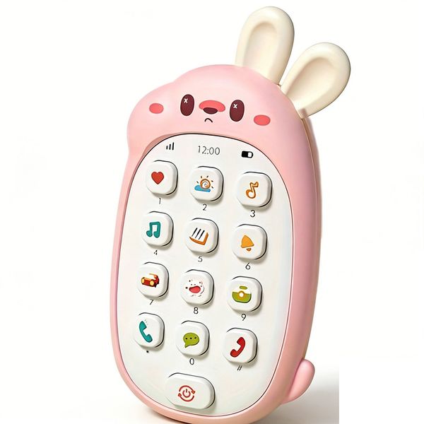 Toy Phone for Kids - Cute Rabbit Shaped Phone Educational Toy Pink