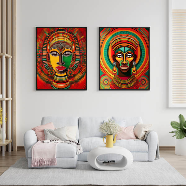 Rootedart Canvas Home Decor Wall Art - African Art 2 Split