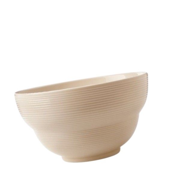 6 Piece - Ribbed Rice Bowl Set - Beige