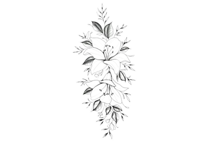 1 Piece - Lotus-Inspired Temporary Tattoo - Black
