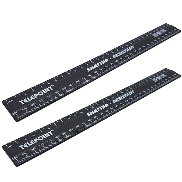 Telepoint Shatter Resistant Ruler 30cm- 2 Pack