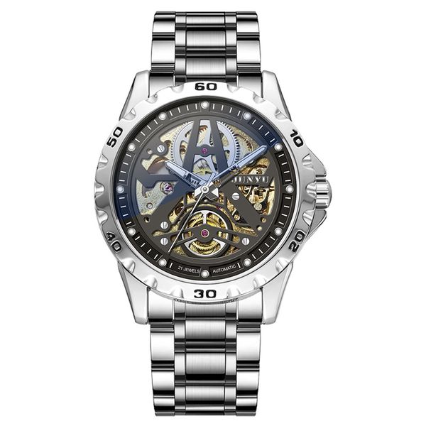 Luminous Men Automatic Mechanical Movement Watch Stainless Steel Wristwatch