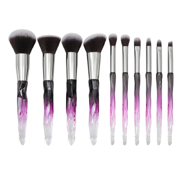 Professional Crystal Handle Makeup Brush Kit with Soft Bristles 10 Pieces