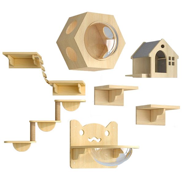 Cat Wall Shelves Stable &amp; Safe Furniture Large Climbing Shelves Set of 9