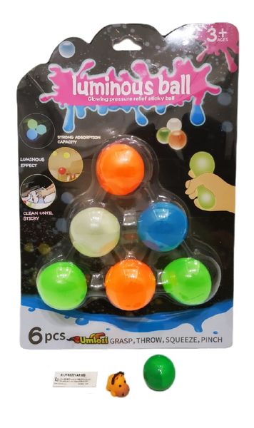 Glowing Sticky Balls 6 Pack - Ceiling Balls &amp; Collectible Sqwishland Toy