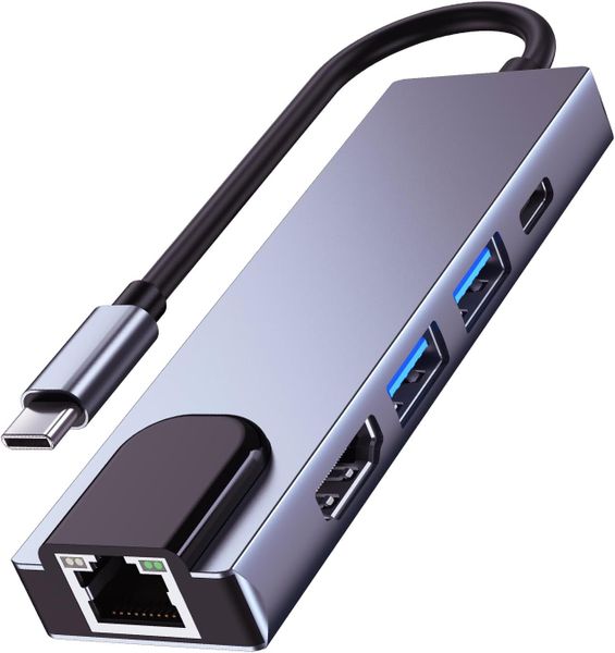 5-in-1 USB C Hub, Multi-port Adapter with Ethernet &amp; HDMI