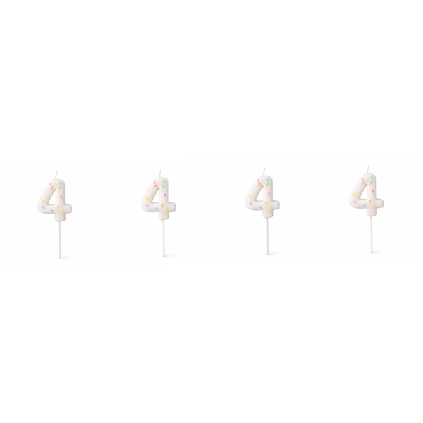 4 Pack - Number 4 Birthday Candle - White