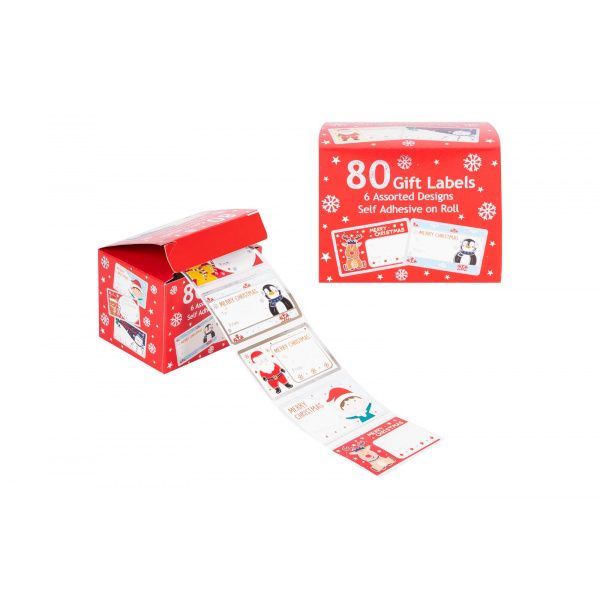 Christmas Gift Labels 80 Assorted Cute Designs - Self-Adhesive