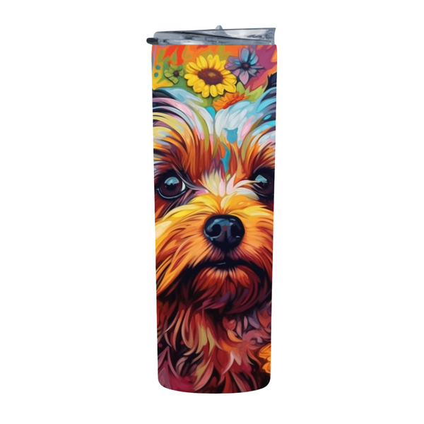 Floral Close Up Yorkshire Terrier 20 Oz Straight Skinny Tumbler 007