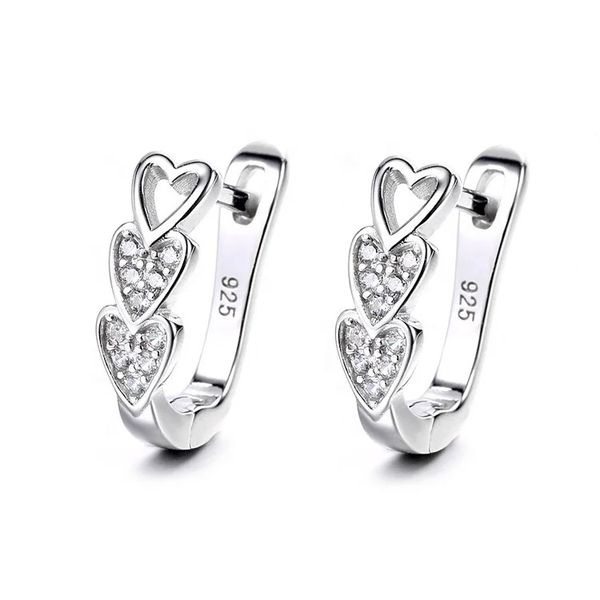 Embellished Heart Hoop Sterling Earrings for Women