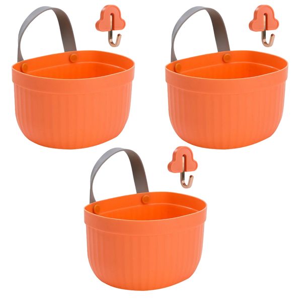Home Wall Mounted Storage Basket With Self Adhesive Hook Set of 3 - 15cm