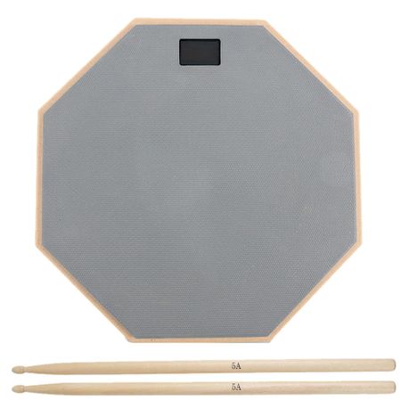 Drum Practice Pad and Sticks Set Silent with 5A Drumsticks - Gray 12 Inch Image