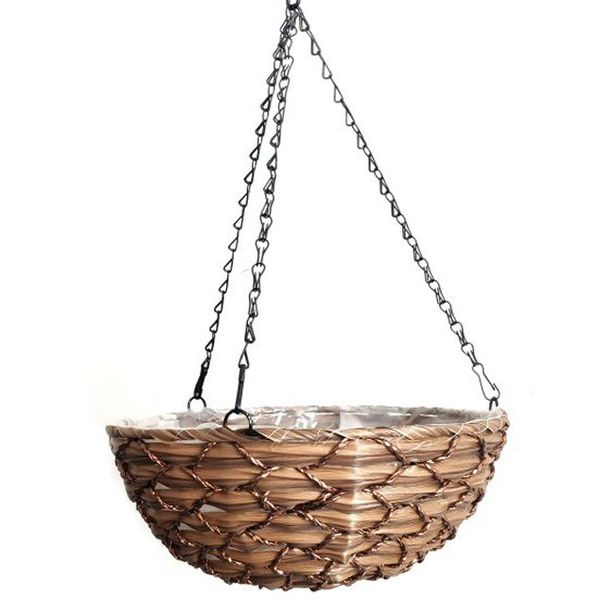 PH Garden - Large Round Plastic Lined Hanging Basket Tan