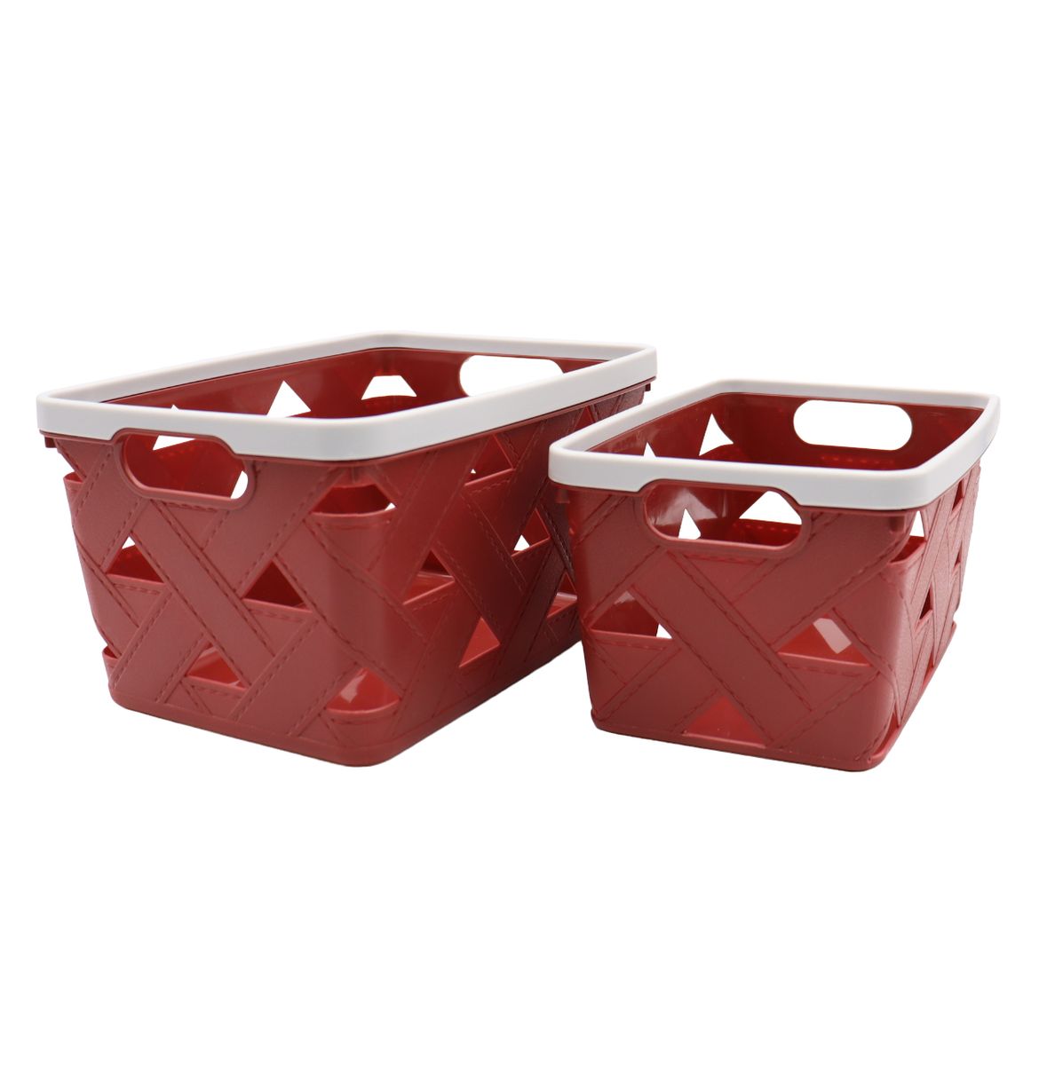 Stylish Nordic Design Plastic Storage Basket, Set 2, Small and Medium