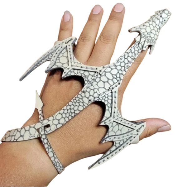 Leather Dragon Bracelet White image