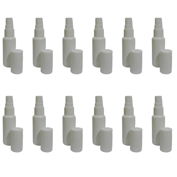 White Refillable Spray Bottles 12-Pack Travel Cosmetic Atomizer Set 30ml