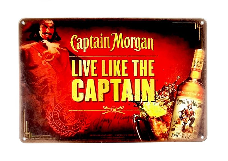 Captain Morgan Live Like The Captain Retro Style Metal Bar Sign Wall Decor
