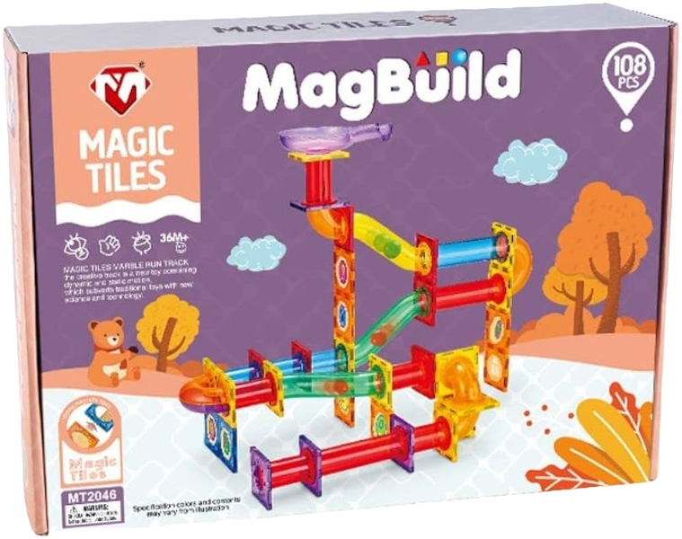 MagBuild Magnetic Tiles Building Blocks 108 Pieces