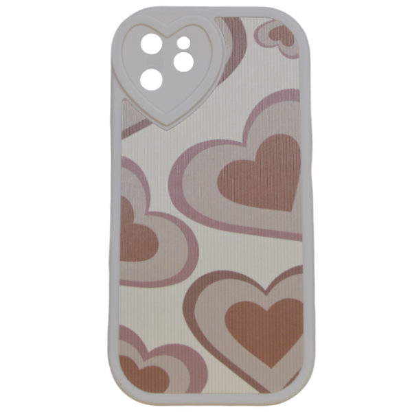 High Quality Abstract Heart Design Phone Cover for iPhone 12 - Pink