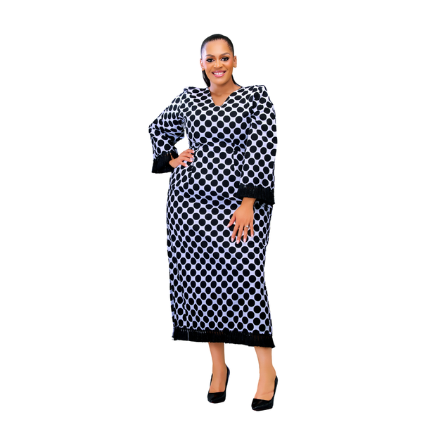 Wansati Keabetswe Ladies Black &amp; White Polka Dot Dress