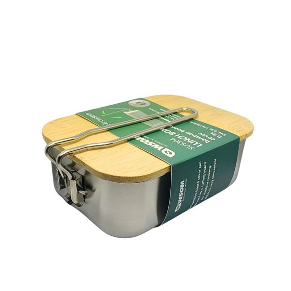 Owsom Stainless Steel Lunch Box with Bamboo Lid-Portable and Multi-Functional