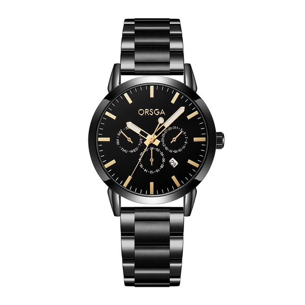 Oushijia Steel Fashion Women's Watch Casual Three Eye Calendar Manufa