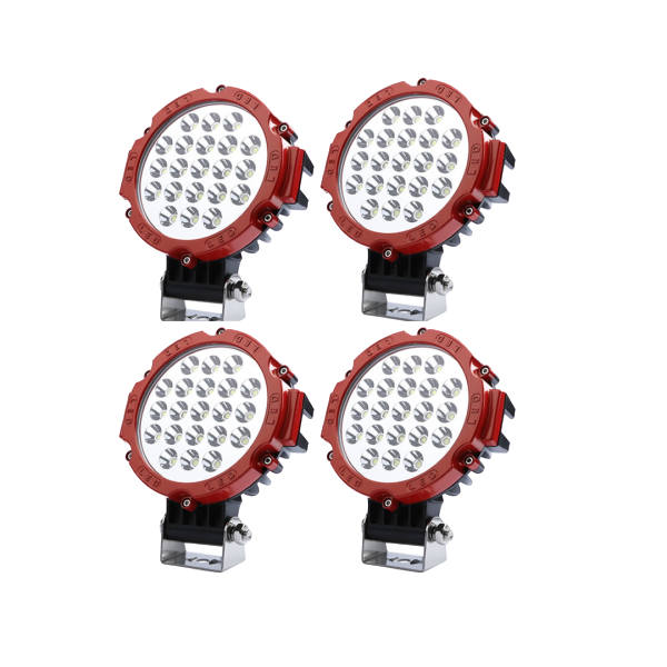 4 Pcs Red 7" 63W LED Work Light Beam for 4x4 Trucks ATV