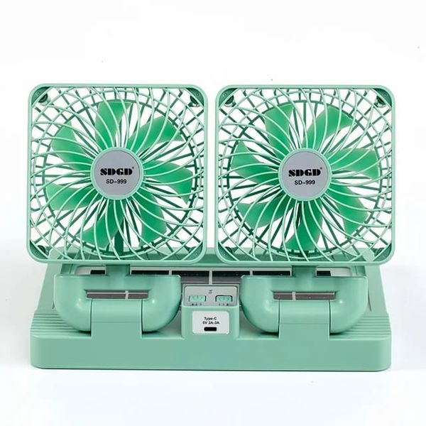 Portable 360 Rechargeable Double-Head Solar-Powered Folding Fan For Car