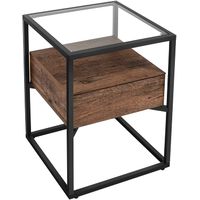 Lifespace Industrial High Quality Rustic Glass End Table with Drawer