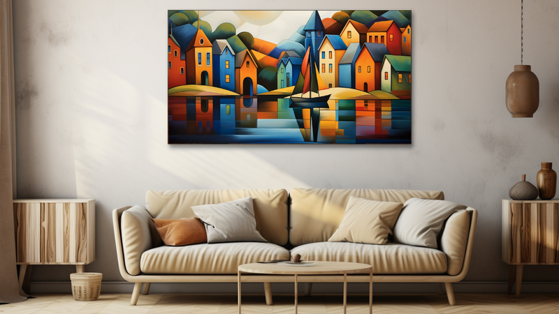 Canvas Wall Art - Abstract Waterside Haven - HD0024