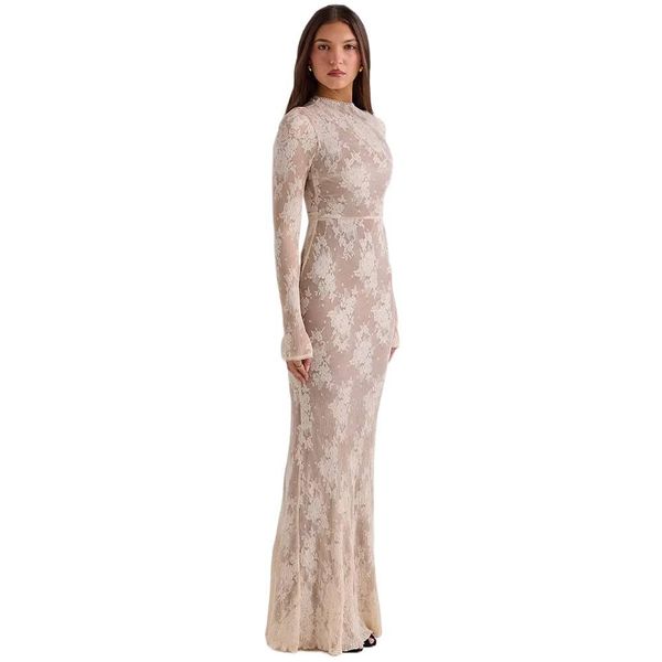 Women White Polyester Dress Ankle Dress image