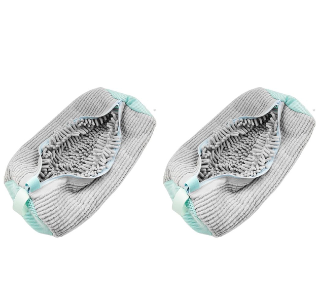 Two Reusable Shoe Bags For Washing Shoes With Zippers