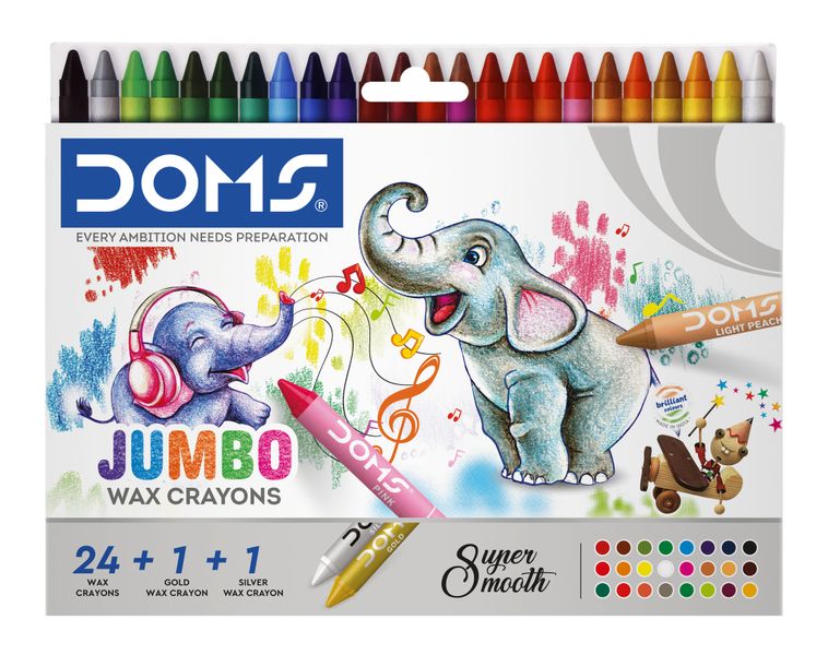 Doms Wax Crayons Jumbo 24 Pc + Silver + Gold