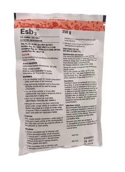 ESB 3 Powder Sulphachloropyrazine Antibiotic and Coccidiostat 250g