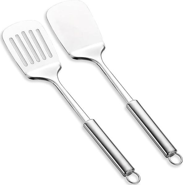 Stainless Steel Spatula Set, Slotted Turner, Solid Turner