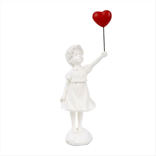 Little Girl with Balloon Figurine Statue Home Table Decoration Black