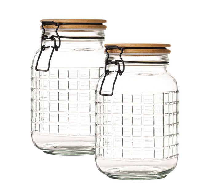 Airtight Container with Bamboo Swing Lid - Set of 2