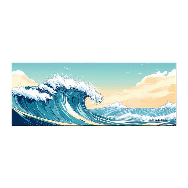 Green Ocean Wave Surf Desk Pad by Wikus Schalkwyk