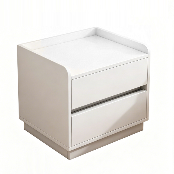 Modern White 2 Drawer Nightstand Handle Free Bedside Storage Table