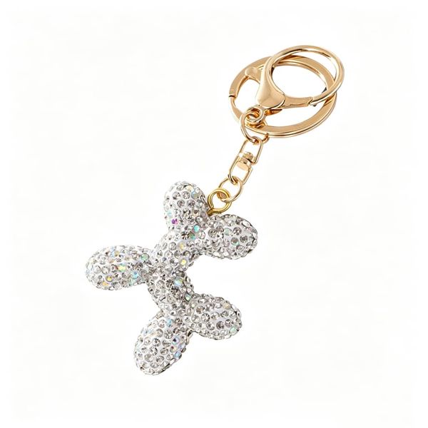 Rhinestone Balloon Dog Bag Charms Heart Keychain Handbags Bag Cute Pendant